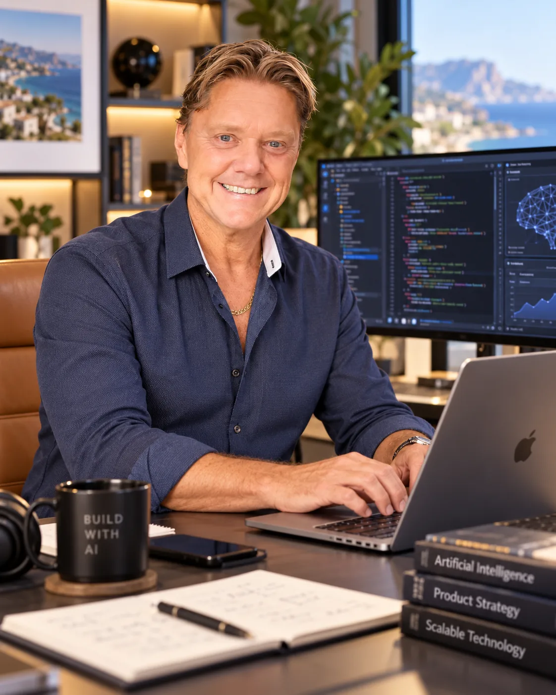 Freddy Bremseth arbeider med programvareutvikling og AI ved en Mac